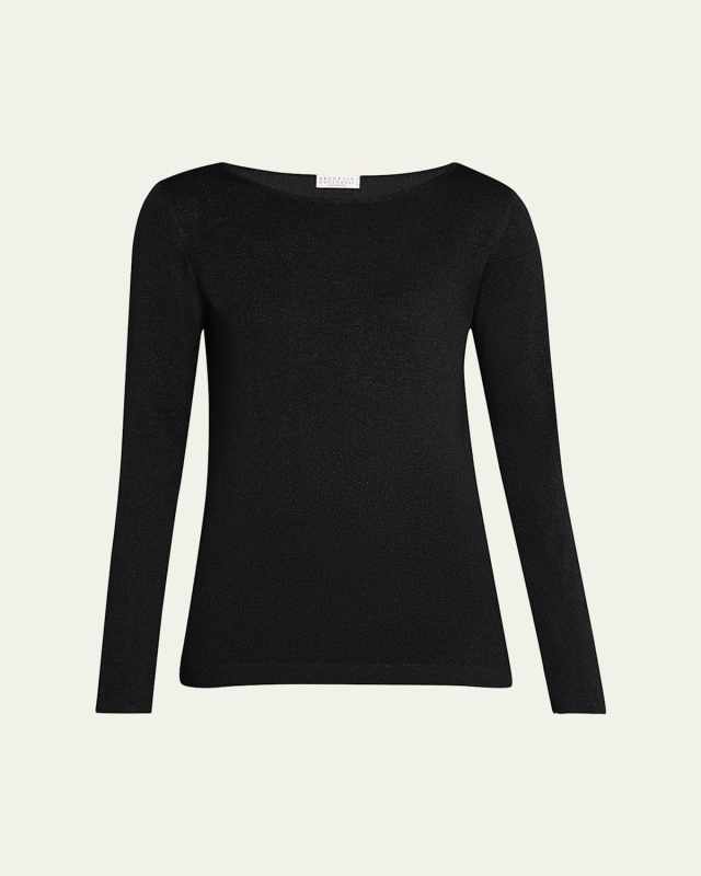 Lurex Cashmere and Silk Boatneck Sweater